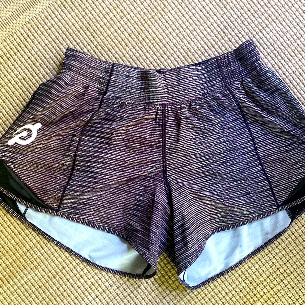 Lululemon x Peloton shorts 8 tall black white purple